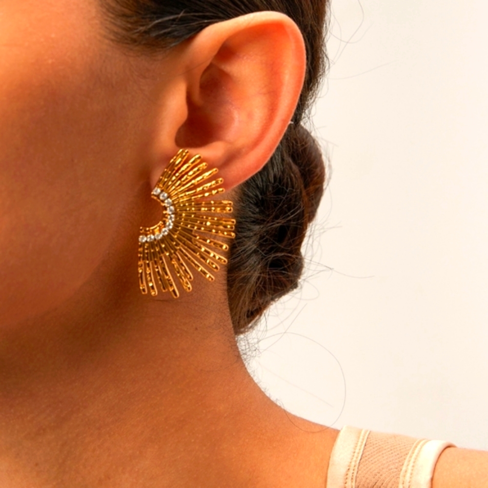 Fan Zircon Stud Earrings